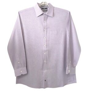 Hart Schaffner Marx Mens‎ 17 35 Purple Micro Check Pima Cotton Non-Iron Shirt